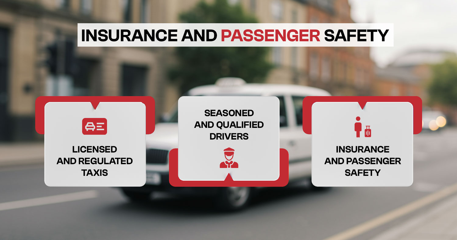 Leeds Cab licensed taxis with insured and qualified drivers ensuring passenger safety.